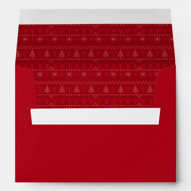 Red Nordic Pattern Holiday Envelope Liner (Back (Bottom))