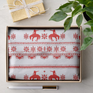 Red Nordic Rodeo Cowboy Christmas Tissue Paper