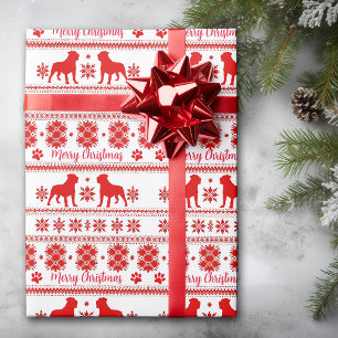 Red Nordic Rottweiler Dog Christmas Wrapping Paper