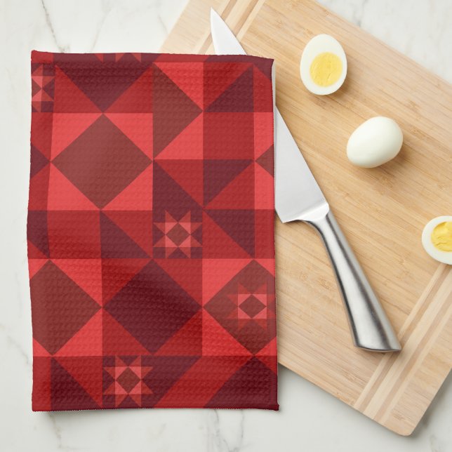 Red Nordic Star Christmas Bright Kitchen Towel (Quarter Fold)