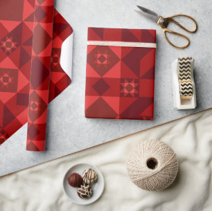 Red Nordic Star Christmas Bright Wrapping Paper