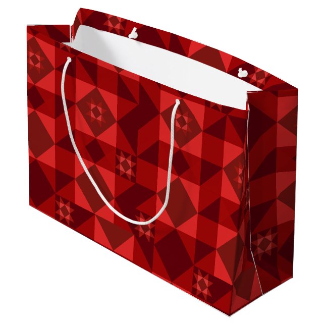 Red Nordic Star Christmas Large Gift Bag (Back Angled)