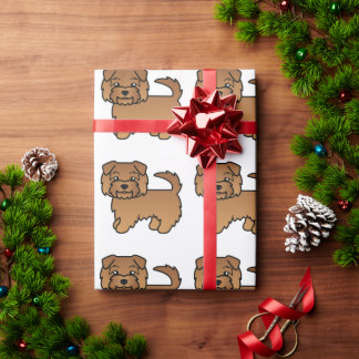 Red Norfolk Terrier Cartoon Dog Pattern Wrapping Paper