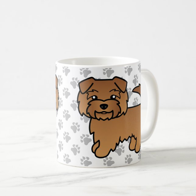 Red Norfolk Terrier Cartoon Dog & Paws Coffee Mug (Front Right)