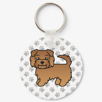 Red Norfolk Terrier Cartoon Dog &amp; Paws Keychain