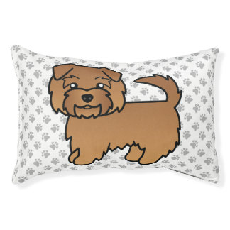 Red Norfolk Terrier Cartoon Dog &amp; Paws Pet Bed