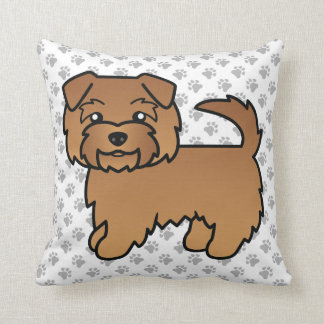 Red Norfolk Terrier Cartoon Dog &amp; Paws Throw Pillow