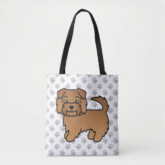 Red Norfolk Terrier Cartoon Dog &amp; Paws Tote Bag