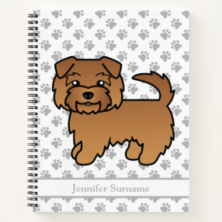 Red Norfolk Terrier Cartoon Dog &amp; Text Notebook