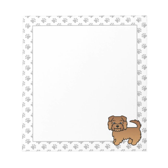Red Norfolk Terrier Cute Cartoon Dog Notepad (Front)