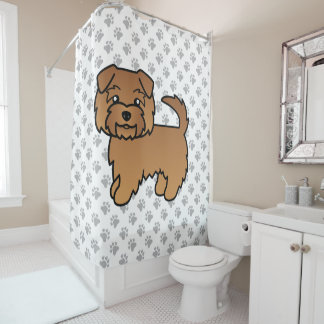 Red Norfolk Terrier Cute Cartoon Dog Shower Curtain