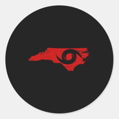 Red North Carolina Eye Of The Hurricane Classic Round Sticker