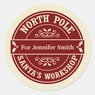 Red North Pole Christmas delivery gift sticker