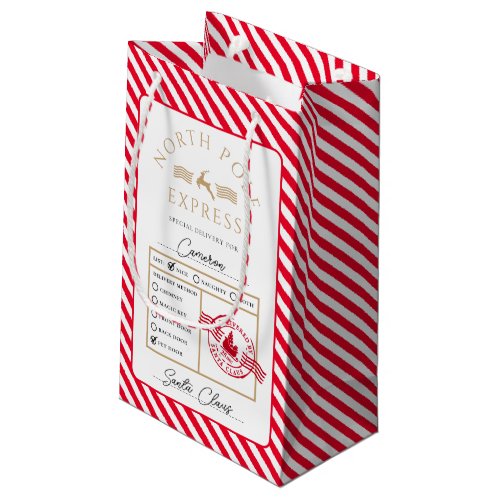 Red North Pole Express Special Delivery Christmas Small Gift Bag