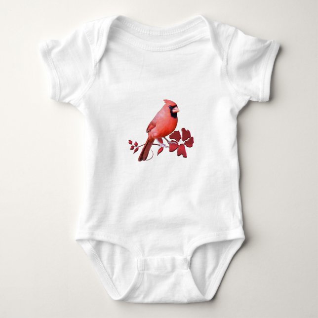 Red Northern Cardinal Baby Bodysuit (Front)