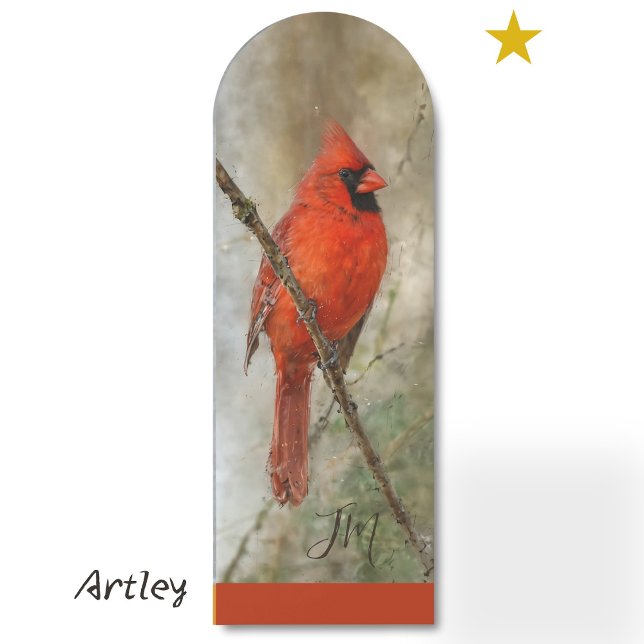 Red Northern Cardinal Bird Painting Initials  Bookmarks (Creator Uploaded)