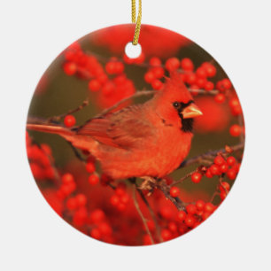 Red Northern Cardinal Male, IL Ceramic Ornament