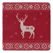 Red Norwegian Knit with Deer, Trivet