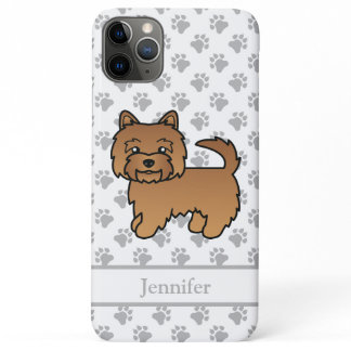Red Norwich Terrier Cartoon Dog &amp; Name iPhone 11 Pro Max Case