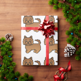 Red Norwich Terrier Cartoon Dog Pattern Wrapping Paper