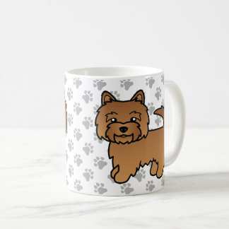 Red Norwich Terrier Cartoon Dog &amp; Paws Coffee Mug