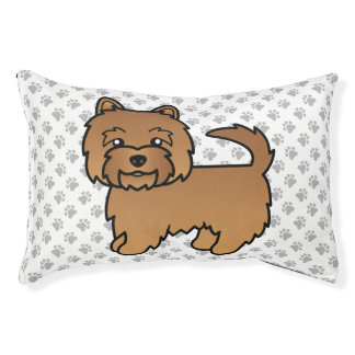 Red Norwich Terrier Cartoon Dog &amp; Paws Pet Bed