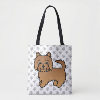 Red Norwich Terrier Cartoon Dog &amp; Paws Tote Bag