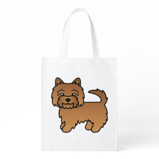 Red Norwich Terrier Cute Cartoon Dog Grocery Bag