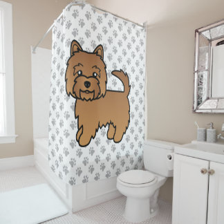 Red Norwich Terrier Cute Cartoon Dog Shower Curtain