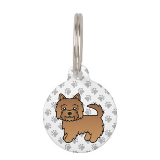 Red Norwich Terrier Dog &amp; Pet's Info Pet ID Tag