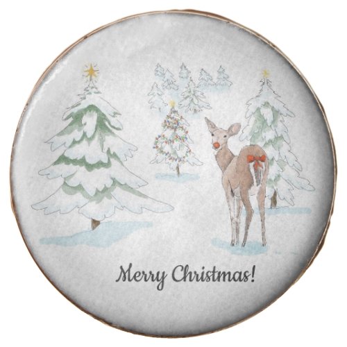 Red Nose Deer in the Snowy Wood Holiday Chocolate Covered Oreo