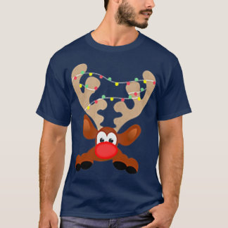 Red Nose Minimalist with Fairy Lights T-Shirt