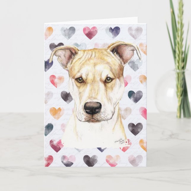 Red Nose Pit Bull DogArt Greeting Card (Front)