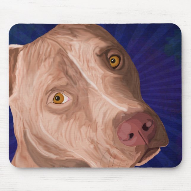 Red Nose Pit Bull with a Blue Background Mouse Pad (Front)