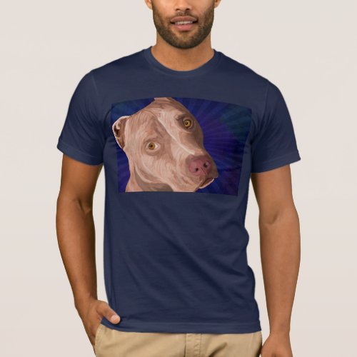 Red Nose Pit Bull with a Blue Background T_Shirt