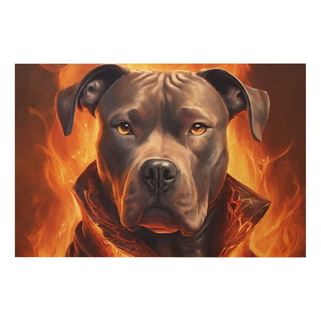 Red Nose Pitbull Inferno Wood Wall Art (Front)