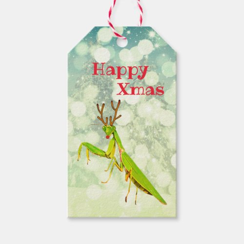Red Nose Praying Mantis Weird Christmas Gift Tags