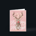 Red Nose Reindeer Christmas Folded Greeting Card<br><div class="desc">A Christmas card features an illustration of the red nose reindeer and hand letterings. Its whimsical hand-painted illustrations will brighten everyone's holidays.</div>