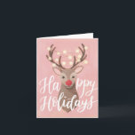 Red Nose Reindeer Christmas Folded Greeting Card<br><div class="desc">A Christmas card features an illustration of the red nose reindeer and hand letterings. Its whimsical hand-painted illustrations will brighten everyone's holidays.</div>