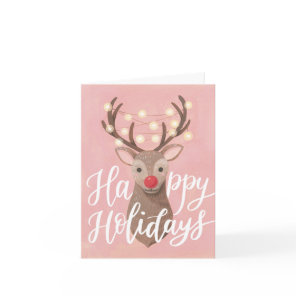 Red Nose Reindeer Christmas Folded Greeting Card