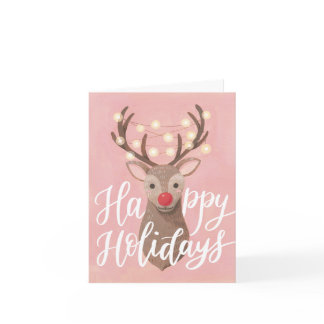 Red Nose Reindeer Christmas Folded Greeting Card