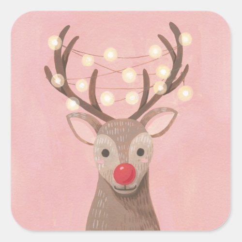 Red Nose Reindeer Christmas  Square Sticker