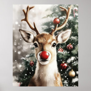 Red Nose Reindeer Christmas Wall Art