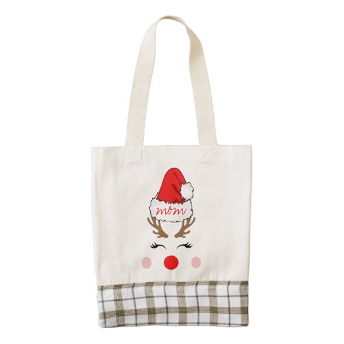 Red Nose Reindeer Mom Zazzle HEART Tote Bag