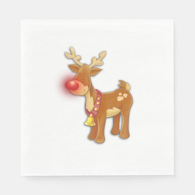 Red Nose Reindeer Paper Napkins (Front)