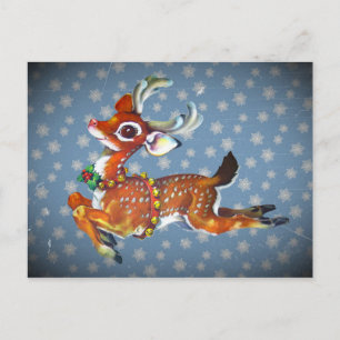 Red Nose Reindeer Vintage Art Holiday Postcard