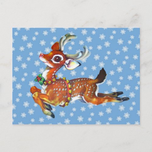 Red Nose Reindeer Vintage Art Postcard