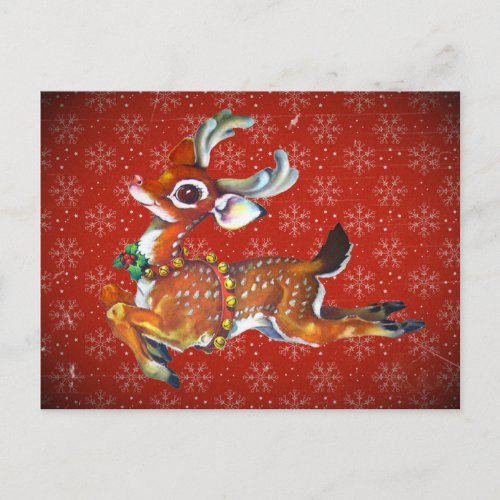 Red Nose Reindeer Vintage Art Postcard