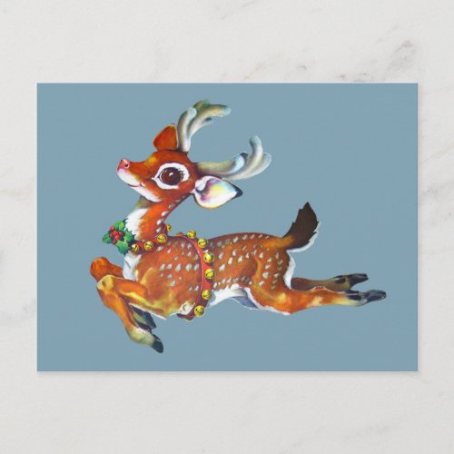 Red Nose Reindeer Vintage Art Postcard