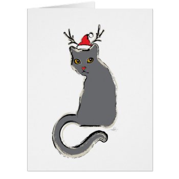 Red-nosed Christmas Santa Cat by ArtDivination at Zazzle